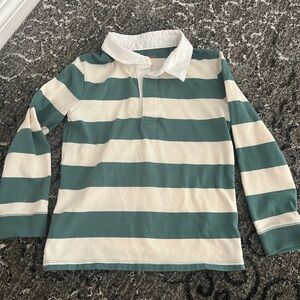 Cat & Jack Green and White Striped Button Down Shirt